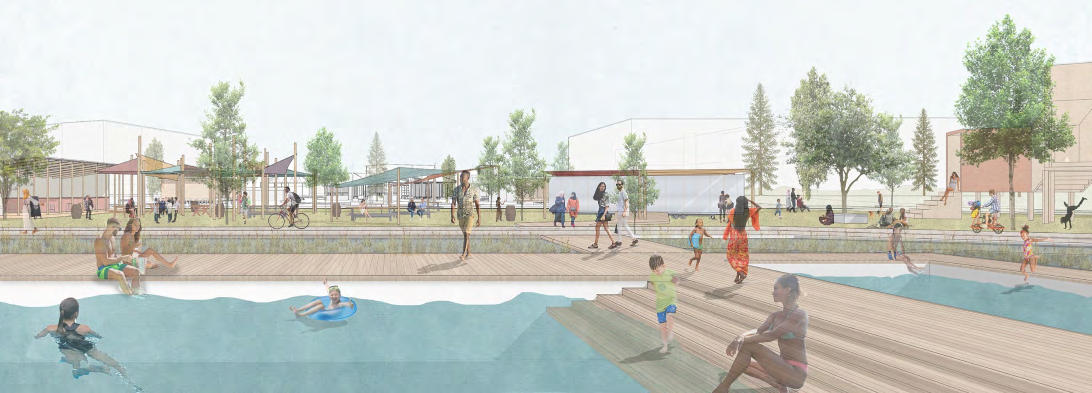 Collective outdoor spaces in Mahishini Vasudevan’s proposal for a vacant site in Brussels